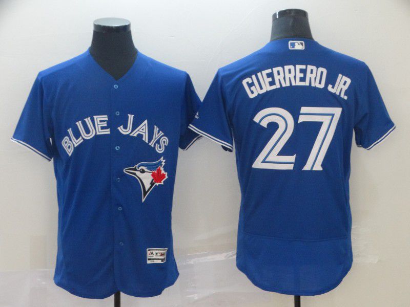 Men Toronto Blue Jays 27 Guerrero jr Blue Elite MLB Jersey